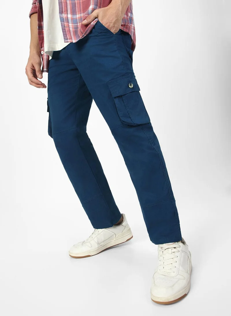Urbano Fashion  Urbano Fashion Men's Royal Blue Regular Fit Solid Cargo Chino Pant with 6 Pockets for Men | Best Price UAE